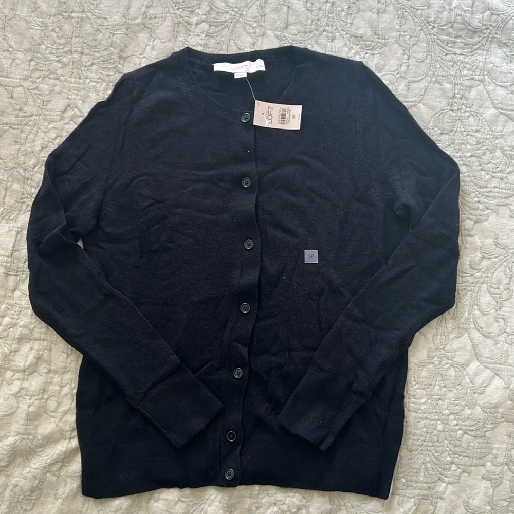Black small petite Ann Taylor LOFT cardigan